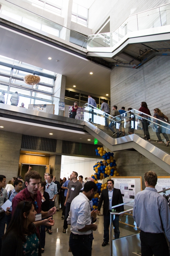 Guests explore the interior of the new bioengineering building