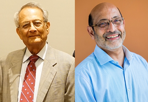 Distinguished Professor Emeritus Sanjit Mitra (left) and Distinguished Professor Umesh Mishra