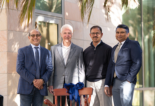 From left: Umesh Mishra, Frank Koenig, B.S. Manjunath, Luke Theogarajan. Photo by Mia Nie.