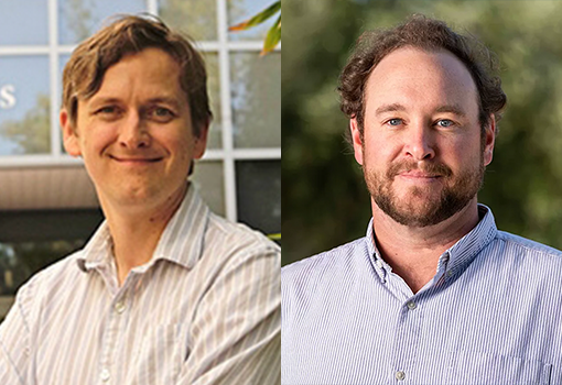 Head shots of materials professor Stephen Wilson and chemical engineering professor Phillip Christopher