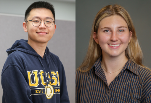 Tirrell Award recipient Tianle Yu and Hynes-Wood Award recipient Lauren Bajo-Smith