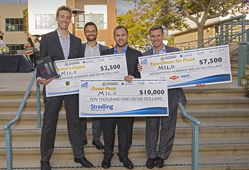 The minds behind Milo (from left): Bob Lansdorp, Netz Arroyo, Daniel Imberman, and Evan Strenk were the big winners at the  TMP New Venture Competition in 2015..