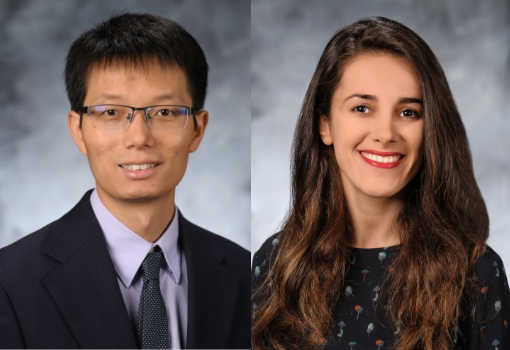 UCSB College of Engineering's Zheng Zhang and Mahnoosh Alizadeh, assistant professors in the Electrical and Computer Engineering Department