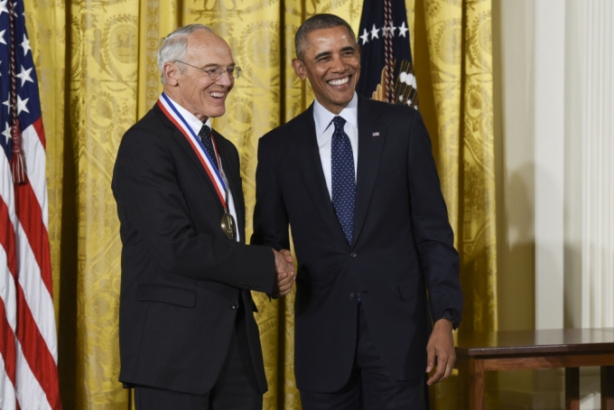 Professor Gossard with President Obama