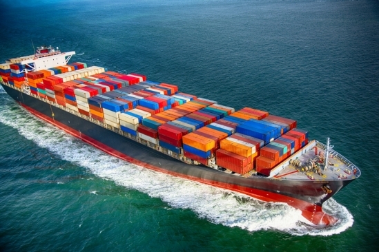 Ship transporting cargo