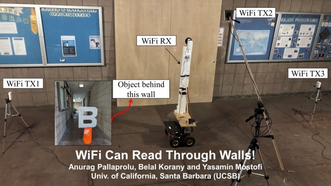 Image of a test setup to illustrate wifi reading through walls