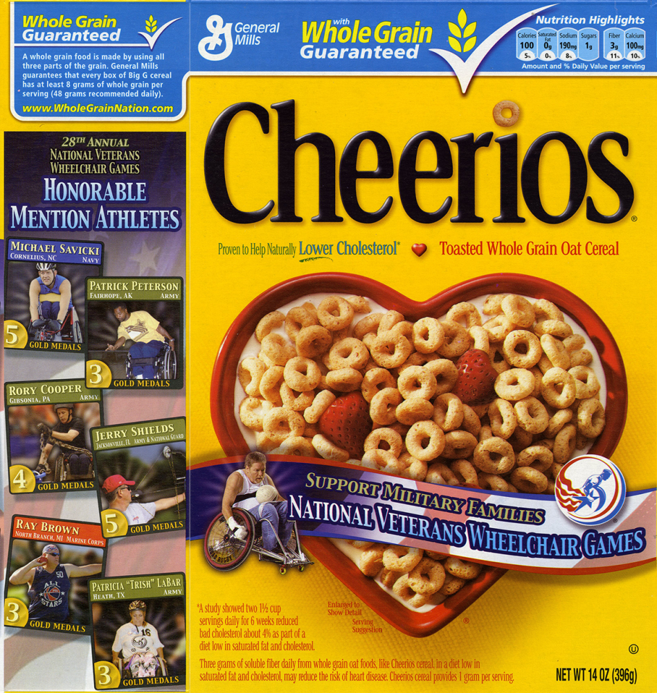 Cheerios box with Cooper on the side panel